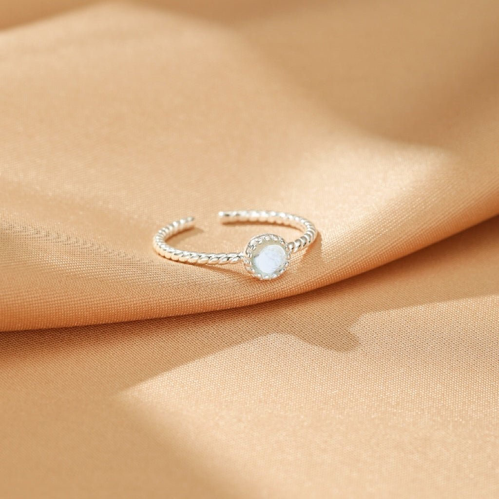 Bague Aigue-Marine en Argent S925 Ajustable pour Méditation - Biloria