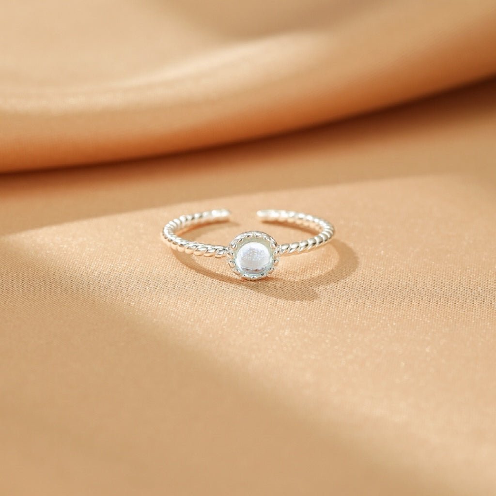 Bague Aigue-Marine en Argent S925 Ajustable pour Méditation - Biloria