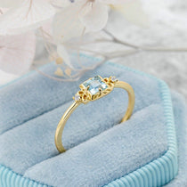 Bague Aigue Marine et Zircon - Argent Plaqué Or - Biloria