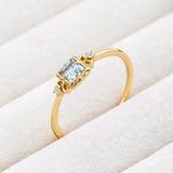 Bague Aigue Marine et Zircon - Argent Plaqué Or - Biloria