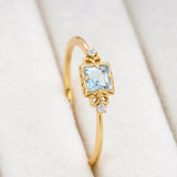 Bague Aigue Marine et Zircon - Argent Plaqué Or - Biloria
