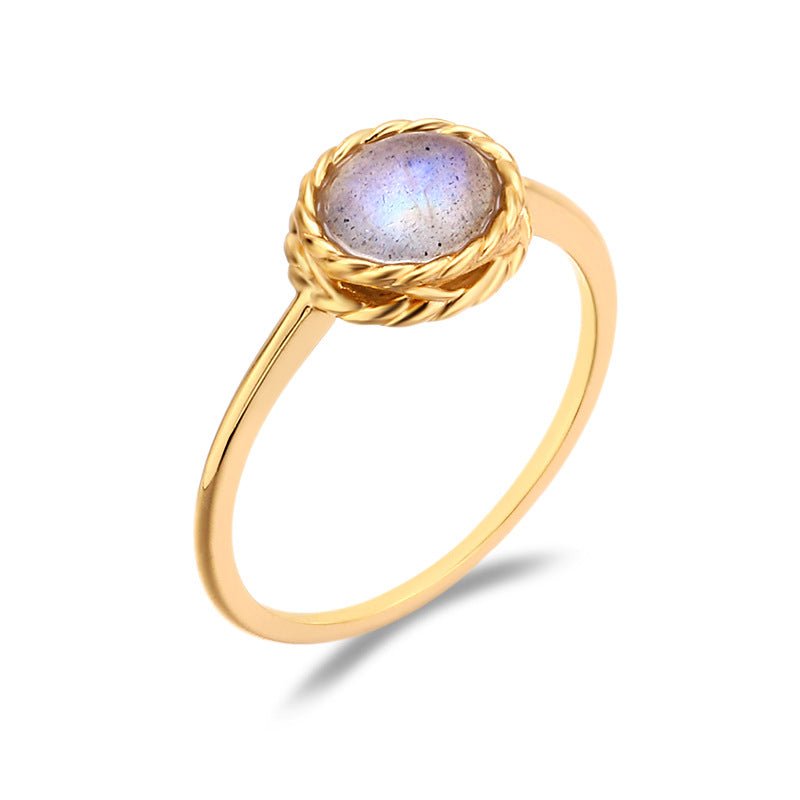 Bague Aigue Marine Labradorite Rêve Bleu Argent Plaqué Or - Biloria