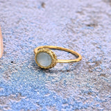 Bague Aigue Marine Labradorite Rêve Bleu Argent Plaqué Or - Biloria