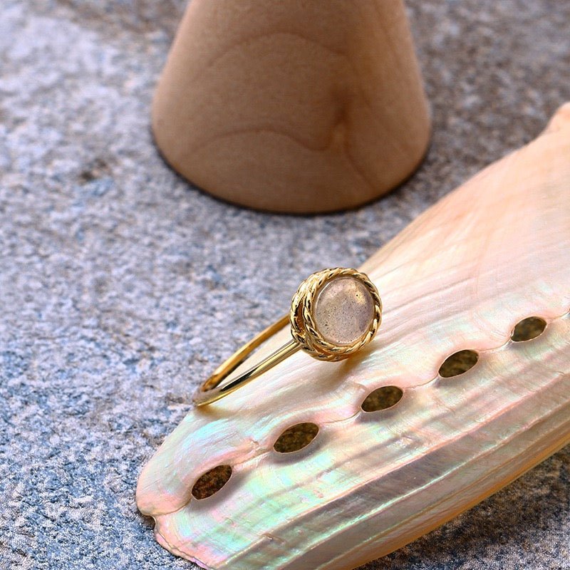 Bague Aigue Marine Labradorite Rêve Bleu Argent Plaqué Or - Biloria