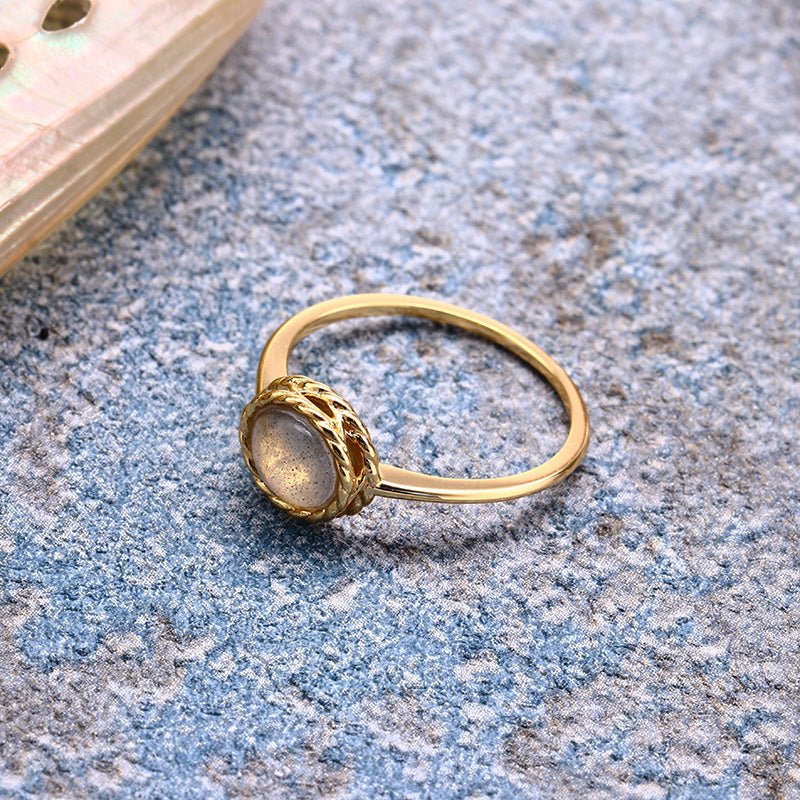Bague Aigue Marine Labradorite Rêve Bleu Argent Plaqué Or - Biloria