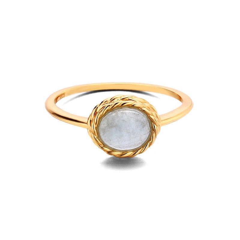 Bague Aigue Marine Labradorite Rêve Bleu Argent Plaqué Or - Biloria