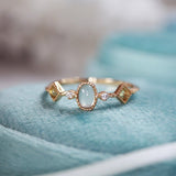 Bague Aigue Marine Péridot Argent Plaqué Or 14k - Biloria