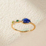 Bague Aigue Marine Péridot Argent Plaqué Or Lithothérapie - Biloria