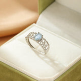 Bague Aigue Marine Perle Océan Argent 925 Ajustable - Biloria