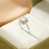 Bague Aigue marine Perles Zircons - Argent 925 Ajustable - Biloria