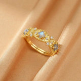 Bague Ajustable Labradorite Argent Plaqué Or - Biloria