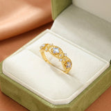 Bague Ajustable Labradorite Argent Plaqué Or - Biloria