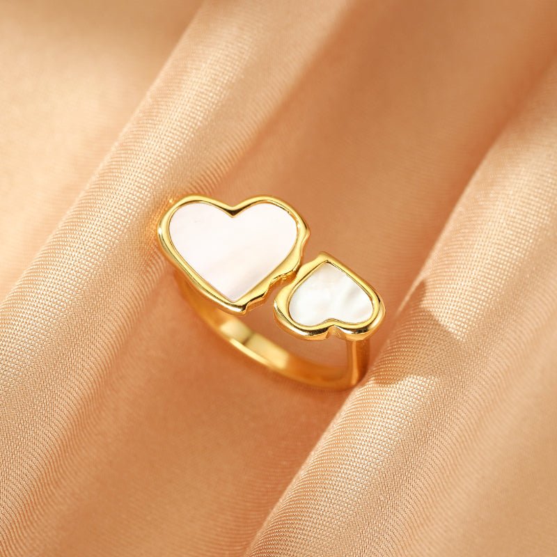 Bague Ajustable Nacre Cœurs – Cadeau Femme Amour - Biloria