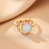 Bague ajustable pierres naturelles chat – Amour félin - Biloria