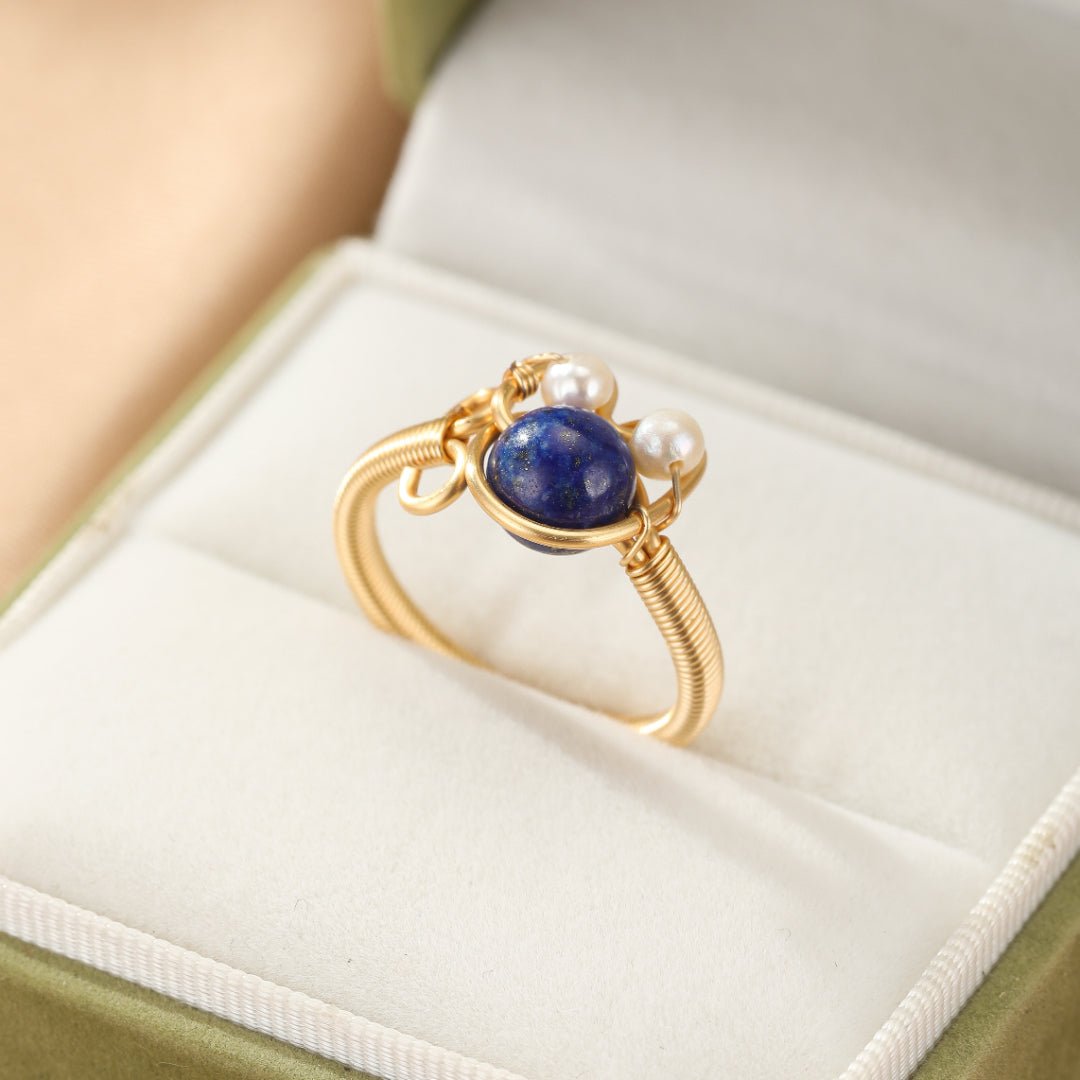 Bague ajustable pierres naturelles chat – Amour félin - Biloria