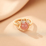 Bague ajustable pierres naturelles chat – Amour félin - Biloria