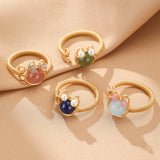 Bague ajustable pierres naturelles chat – Amour félin - Biloria