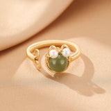 Bague ajustable pierres naturelles chat – Amour félin - Biloria