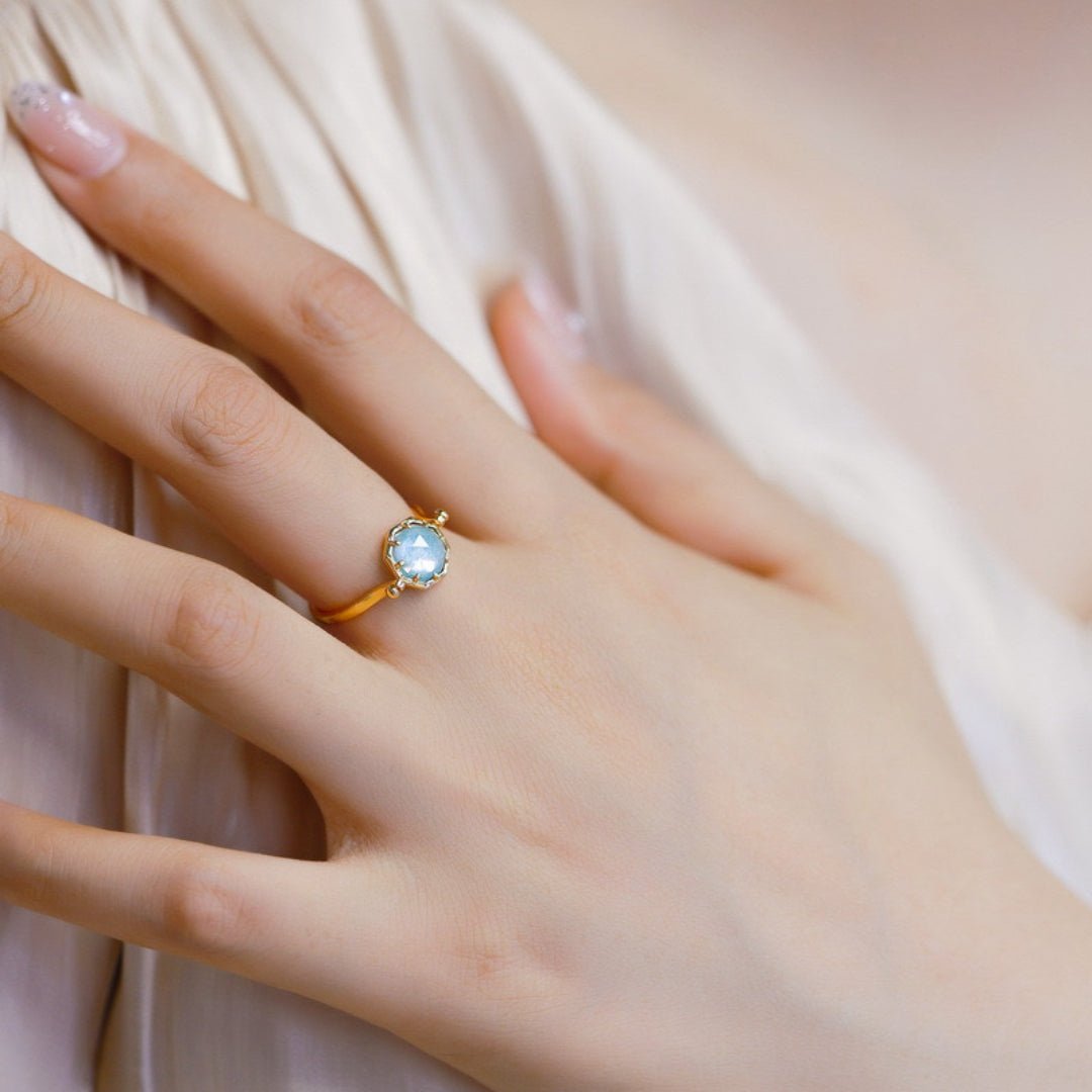 Bague Amazonite Cristal de Roche Réversible - Danse des Étoiles - Biloria