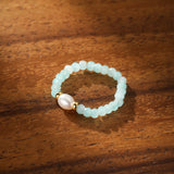 Bague Amazonite Perle Élastique – Bijou Apaisant Océan - Biloria