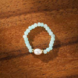 Bague Amazonite Perle Élastique – Bijou Apaisant Océan - Biloria