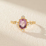 Bague Améthyste 13 mm Argent Plaqué Or – Sérénité Royale - Biloria