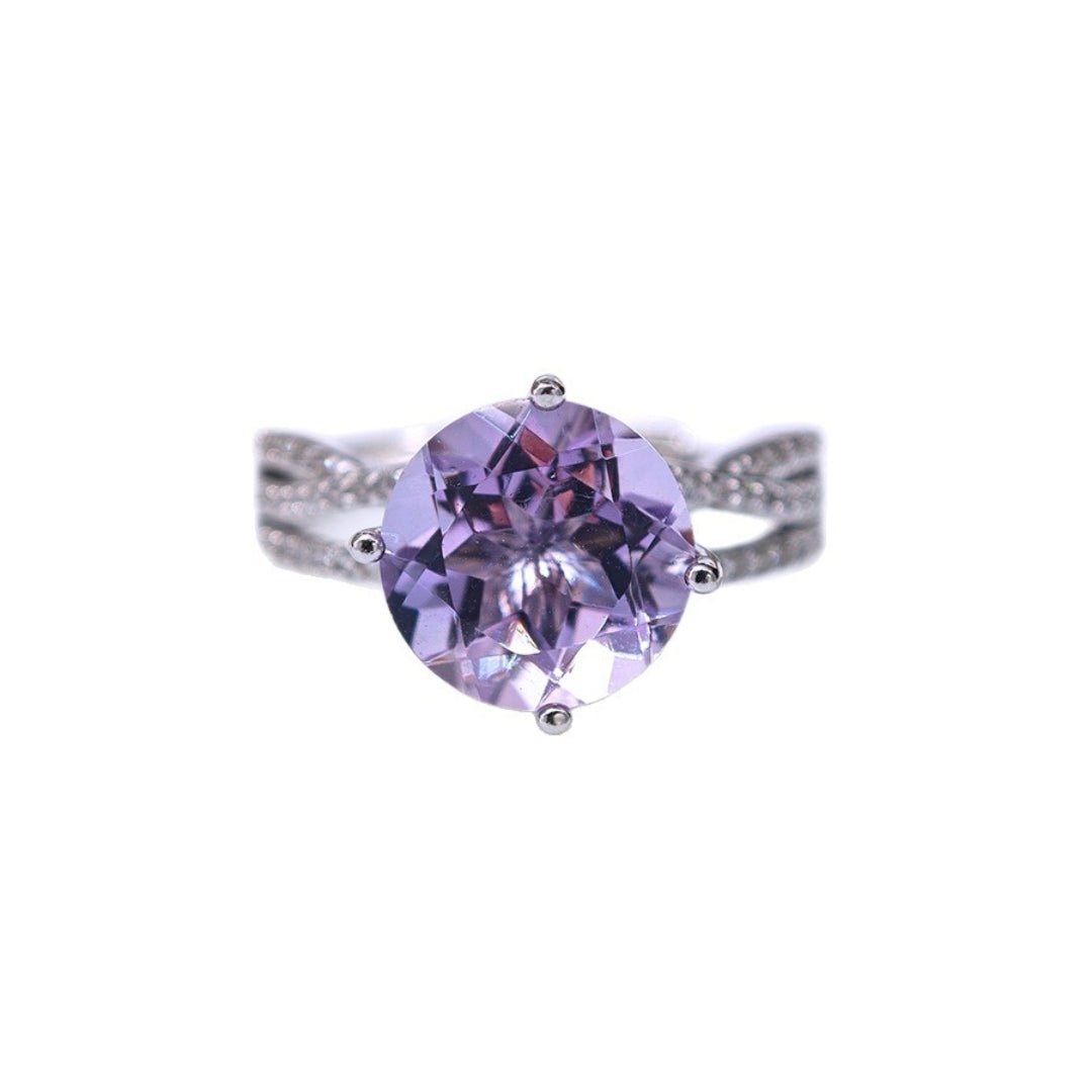 Bague Améthyste Argent 925 – Pierre Naturelle 10 mm Ajustable - Biloria