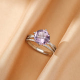 Bague Améthyste Argent 925 – Pierre Naturelle 10 mm Ajustable - Biloria