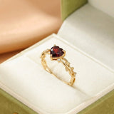 Bague Améthyste Cœur Argent Plaqué Or – Bijou Tendance Bureau - Biloria