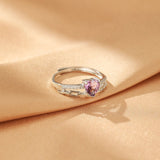 Bague Améthyste Cœur en Argent S925 – Bijou Spirituel Ajustable - Biloria