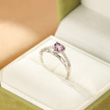 Bague Améthyste Cœur en Argent S925 – Bijou Spirituel Ajustable - Biloria