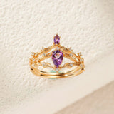Bague Améthyste Couronne de Paix en Argent Plaqué Or - Biloria