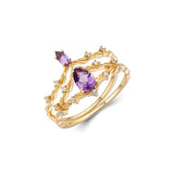 Bague Améthyste Couronne de Paix en Argent Plaqué Or - Biloria