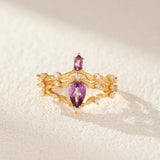Bague Améthyste Couronne de Paix en Argent Plaqué Or - Biloria