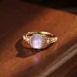 Bague Améthyste Olive Mystique Argent Plaqué Or - Biloria