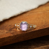 Bague Améthyste Olive Mystique Argent Plaqué Or - Biloria