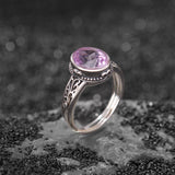 Bague Améthyste ou Citrine ajustable – Argent 925 motif floral - Biloria