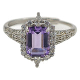 Bague Améthyste taille émeraude argent 925 ajustable - Biloria