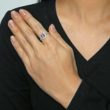 Bague Améthyste taille émeraude argent 925 ajustable - Biloria