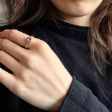 Bague Améthyste Violette Branche Printemps Argent Plaqué Or 14K - Biloria