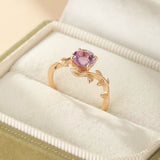 Bague Améthyste Violette Branche Printemps Argent Plaqué Or 14K - Biloria