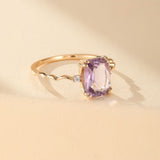 Bague Améthyste Violette en Argent Plaqué Or 14K - Biloria