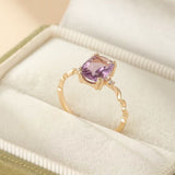 Bague Améthyste Violette en Argent Plaqué Or 14K - Biloria