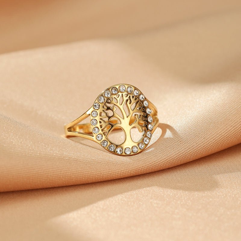 Bague Arbre de Vie Ajustable – Symbole de Nature et Lumière - Biloria