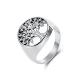 Bague Arbre de Vie en Acier Inoxydable avec Zircons - Biloria