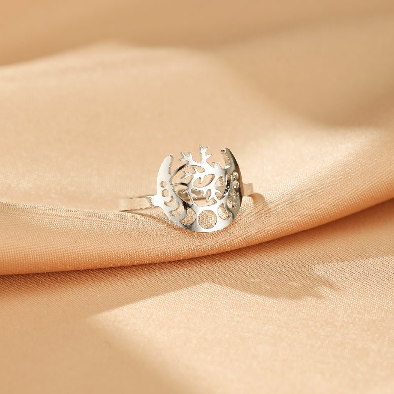 Bague Arbre de Vie Lune Ajustable Dorée - Biloria