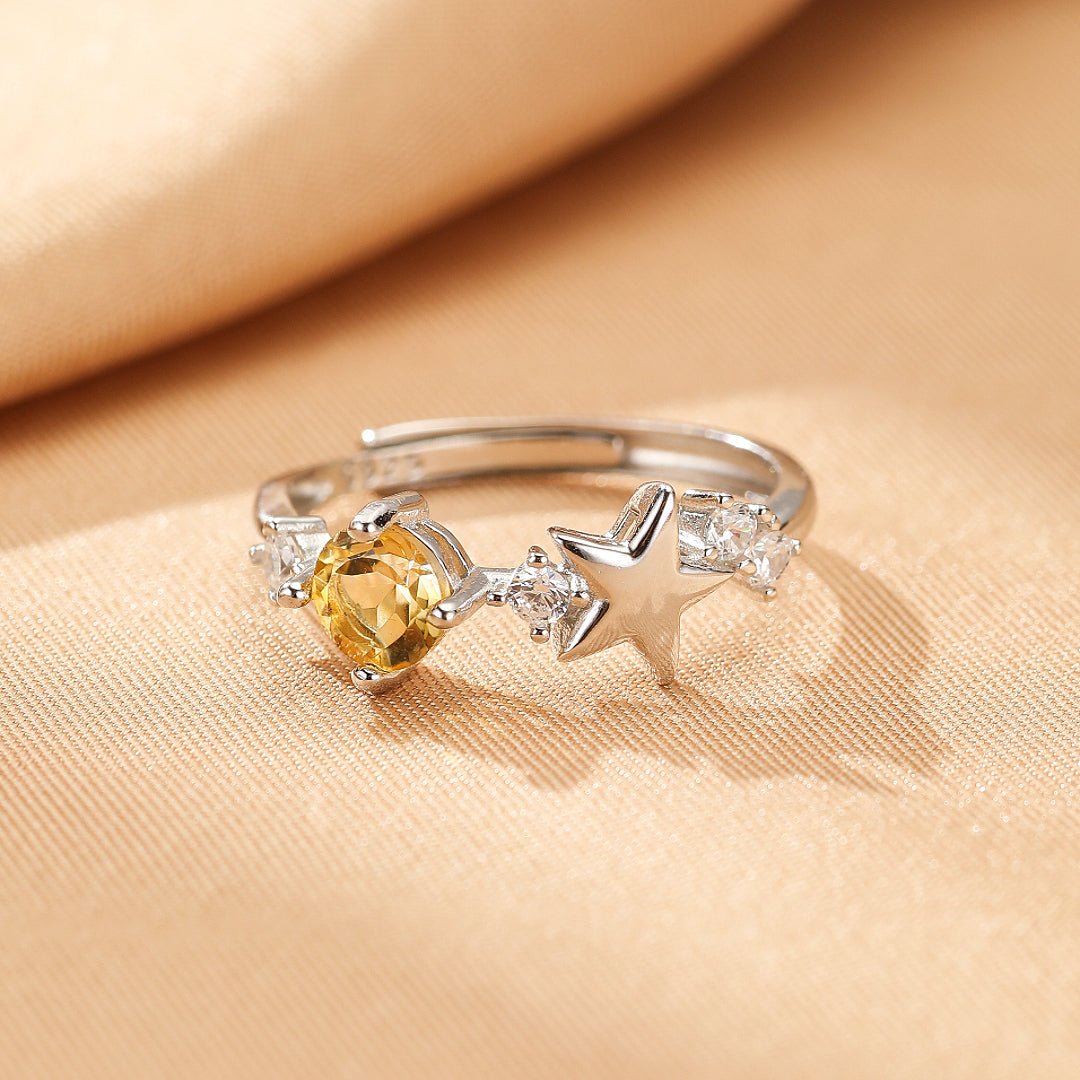 Bague Argent avec Citrine et Étoile – Bijou Déco Bureau - Biloria