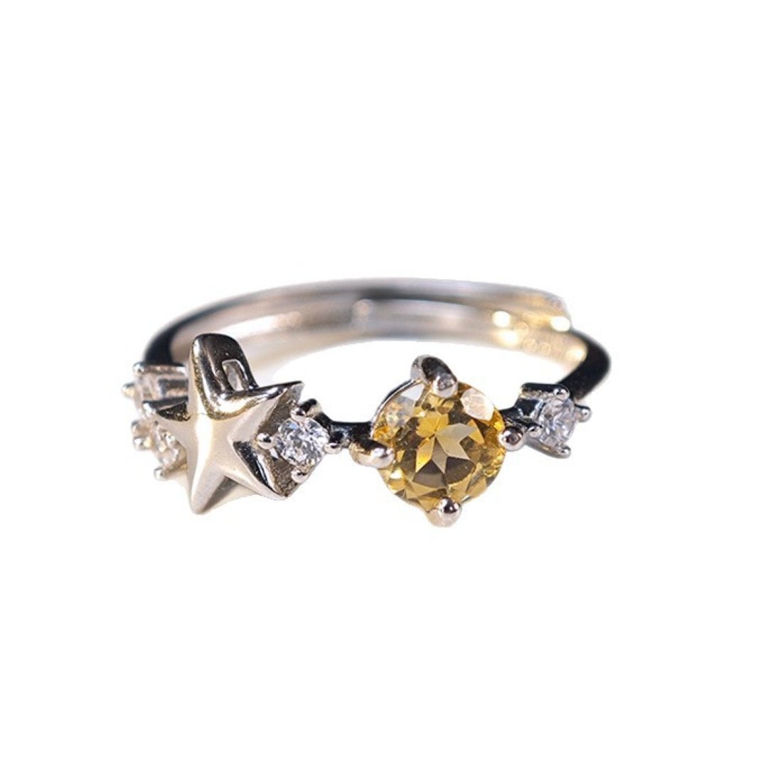 Bague Argent avec Citrine et Étoile – Bijou Déco Bureau - Biloria