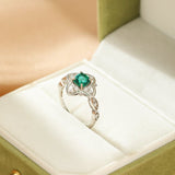 Bague Argent S925 Émeraude Trèfle Porte-Bonheur - Biloria