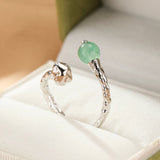 Bague Aventurine Argent 925 Martelé – Porte-Bonheur & Bien-Être - Biloria
